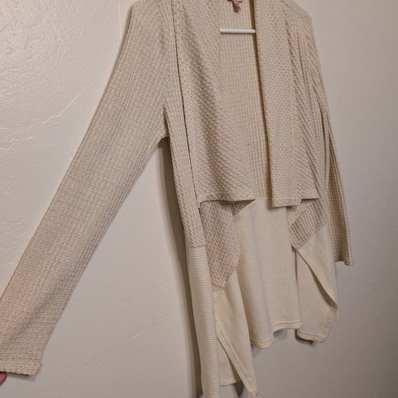 Y2K Juicy Couture Gold Shimmer Drape Cardigan Waterfall Hem - Picture 4 of 13